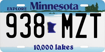 MN license plate 938MZT