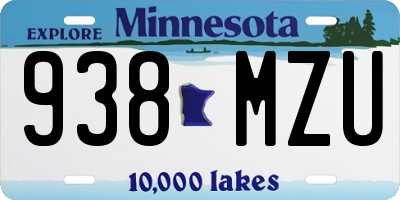 MN license plate 938MZU