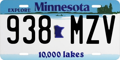 MN license plate 938MZV