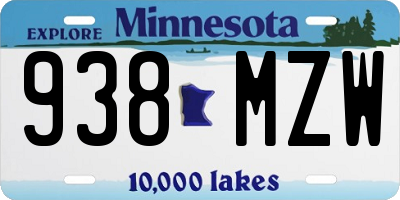 MN license plate 938MZW
