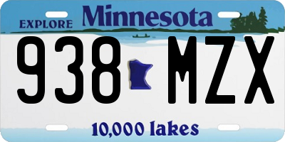 MN license plate 938MZX
