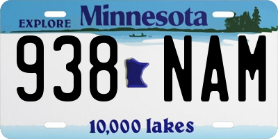MN license plate 938NAM