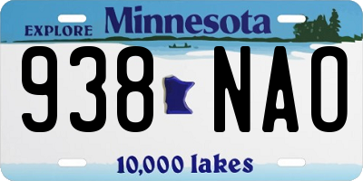 MN license plate 938NAO