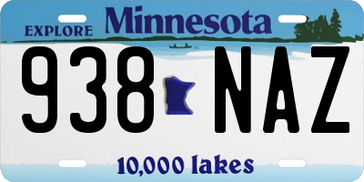 MN license plate 938NAZ
