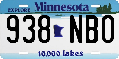 MN license plate 938NBO