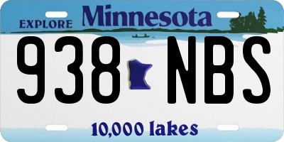 MN license plate 938NBS