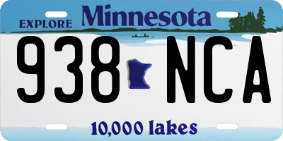 MN license plate 938NCA