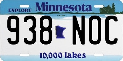 MN license plate 938NOC