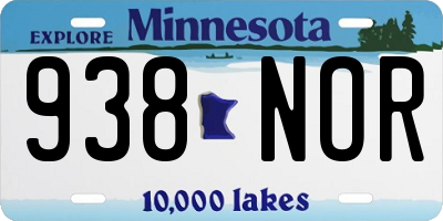 MN license plate 938NOR