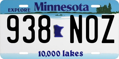MN license plate 938NOZ