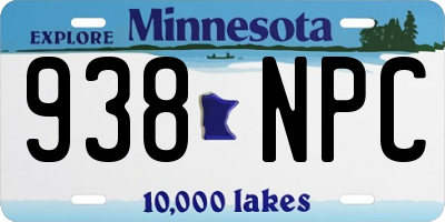 MN license plate 938NPC