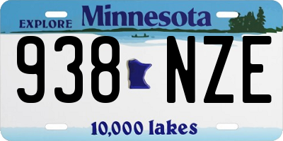 MN license plate 938NZE