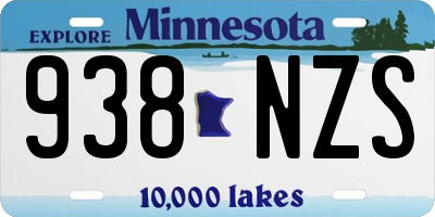 MN license plate 938NZS