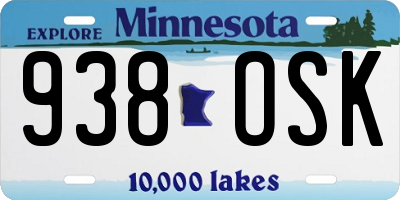 MN license plate 938OSK