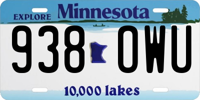 MN license plate 938OWU