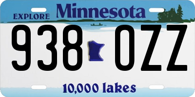 MN license plate 938OZZ