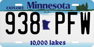 MN license plate 938PFW