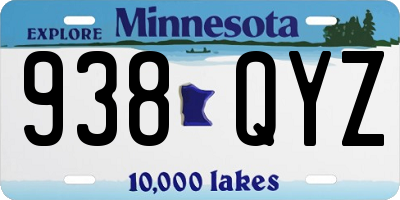 MN license plate 938QYZ
