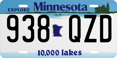 MN license plate 938QZD