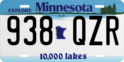 MN license plate 938QZR