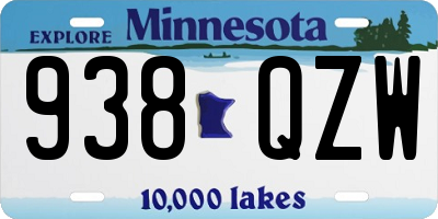 MN license plate 938QZW