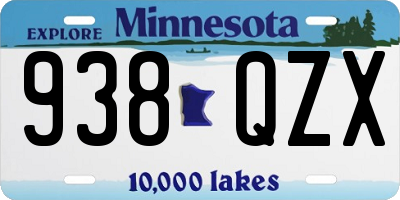 MN license plate 938QZX
