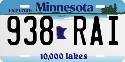 MN license plate 938RAI