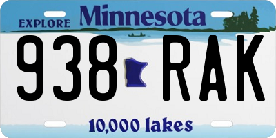 MN license plate 938RAK