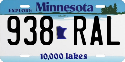 MN license plate 938RAL