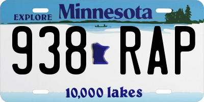 MN license plate 938RAP