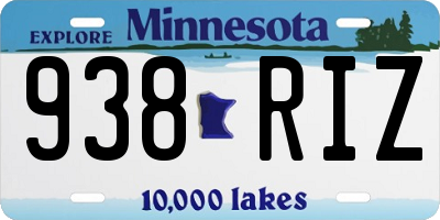 MN license plate 938RIZ