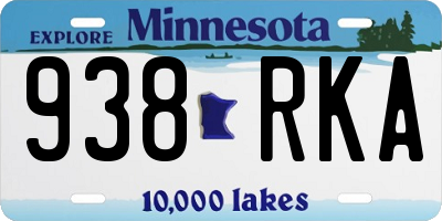 MN license plate 938RKA