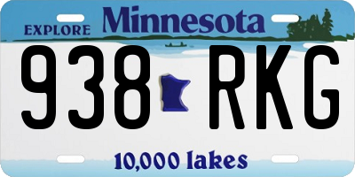 MN license plate 938RKG