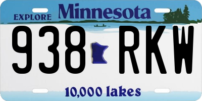 MN license plate 938RKW