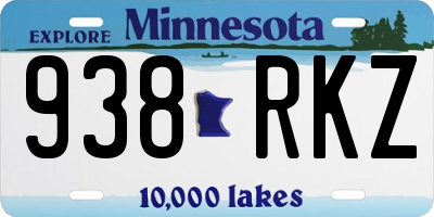 MN license plate 938RKZ