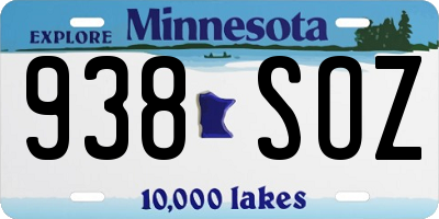 MN license plate 938SOZ
