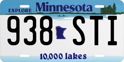 MN license plate 938STI