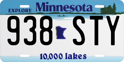 MN license plate 938STY