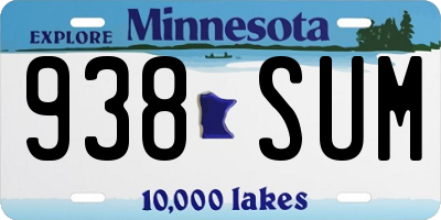 MN license plate 938SUM