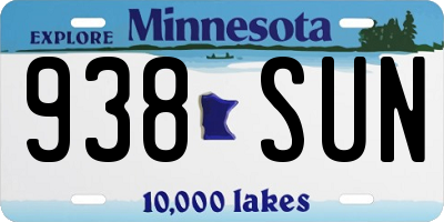 MN license plate 938SUN