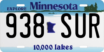 MN license plate 938SUR