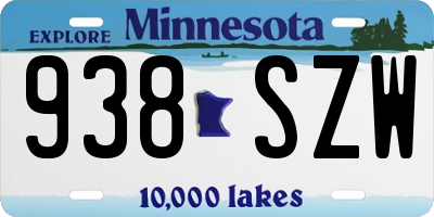 MN license plate 938SZW