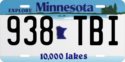 MN license plate 938TBI