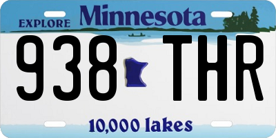 MN license plate 938THR