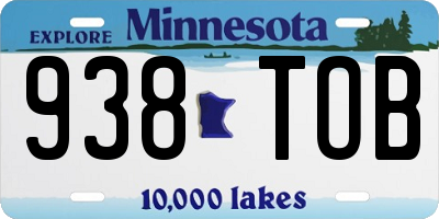 MN license plate 938TOB