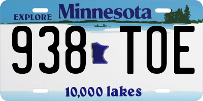 MN license plate 938TOE
