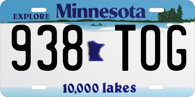 MN license plate 938TOG
