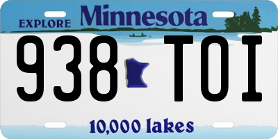 MN license plate 938TOI