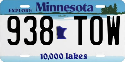 MN license plate 938TOW
