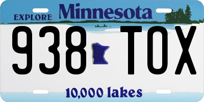 MN license plate 938TOX